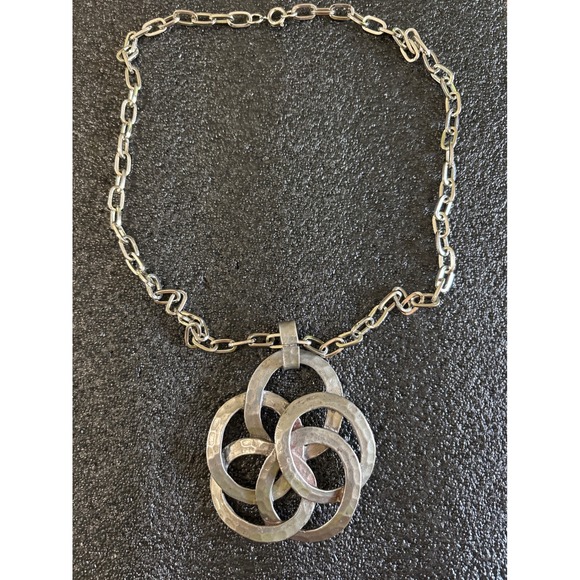 VTG Bent Larsen Denmark Modernist Necklace Chunky Pendant Statement Jewelry - Picture 1 of 6